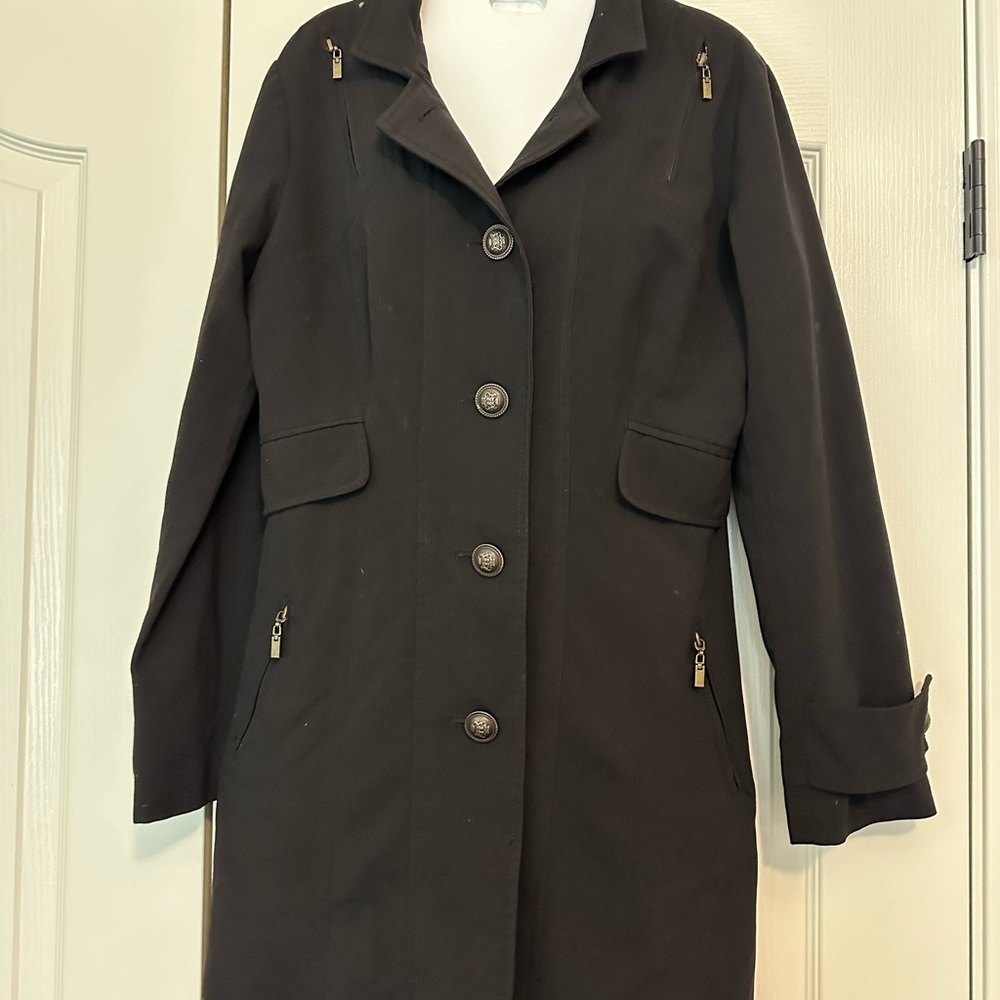 Lapis ladies black Moto short trench coat Size medium. - Picture 11 of 12